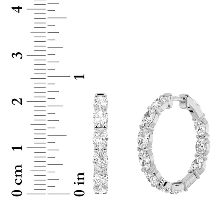 3Cttw Oval Shaped Lab Grown Diamond Inside Out Hoop Earrings in 14K Gold (F/VS)