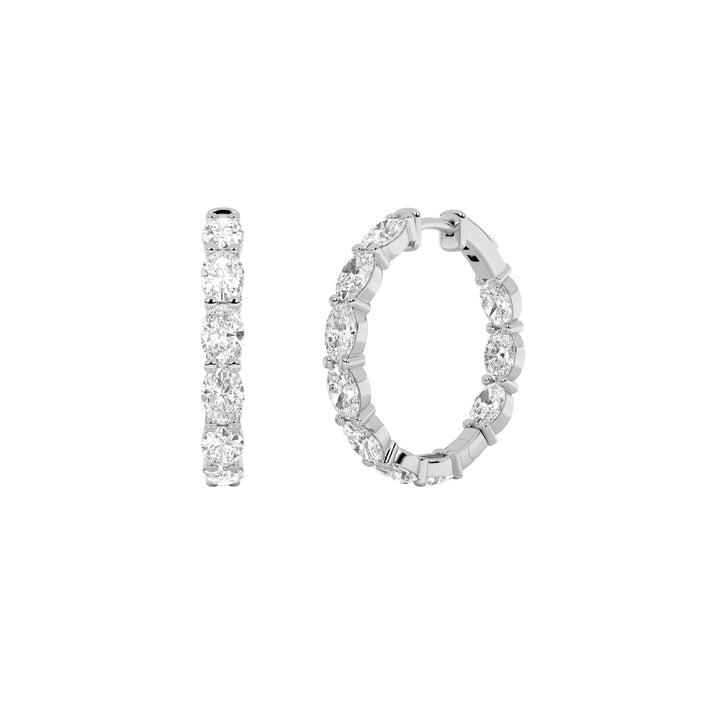 4Cttw Oval Shaped Lab Grown Diamond Inside Out Hoop Earrings in 14K Gold (F/VS)