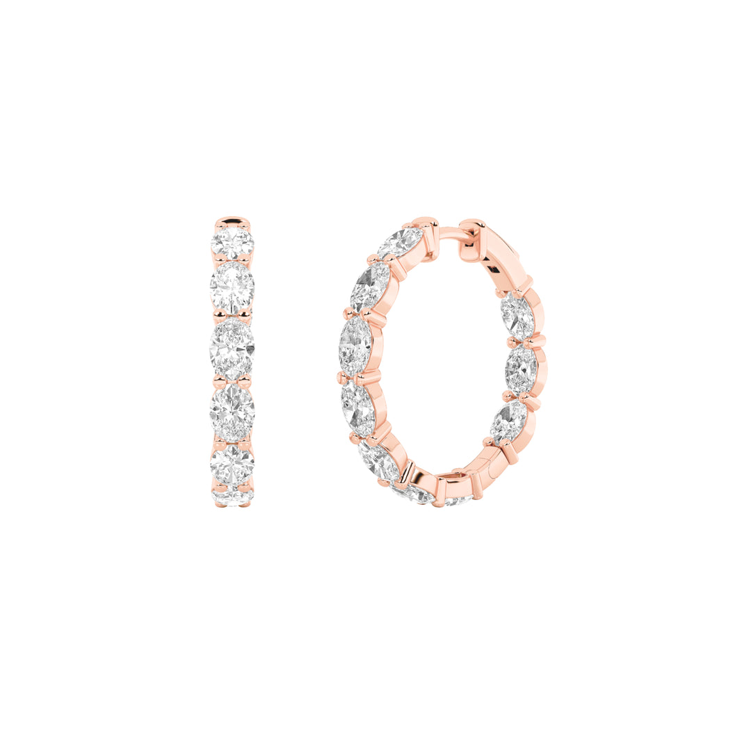 4Cttw Oval Shaped Lab Grown Diamond Inside Out Hoop Earrings in 14K Gold (F/VS)