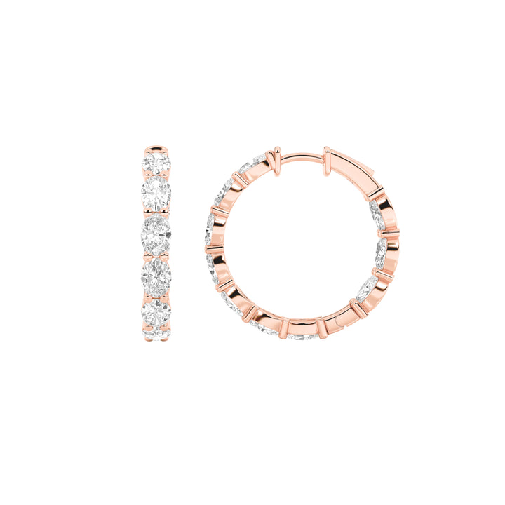 4Cttw Oval Shaped Lab Grown Diamond Inside Out Hoop Earrings in 14K Gold (G/VS)