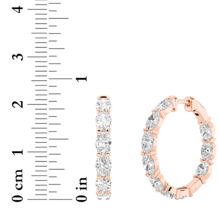 4Cttw Oval Shaped Lab Grown Diamond Inside Out Hoop Earrings in 14K Gold (F/VS)