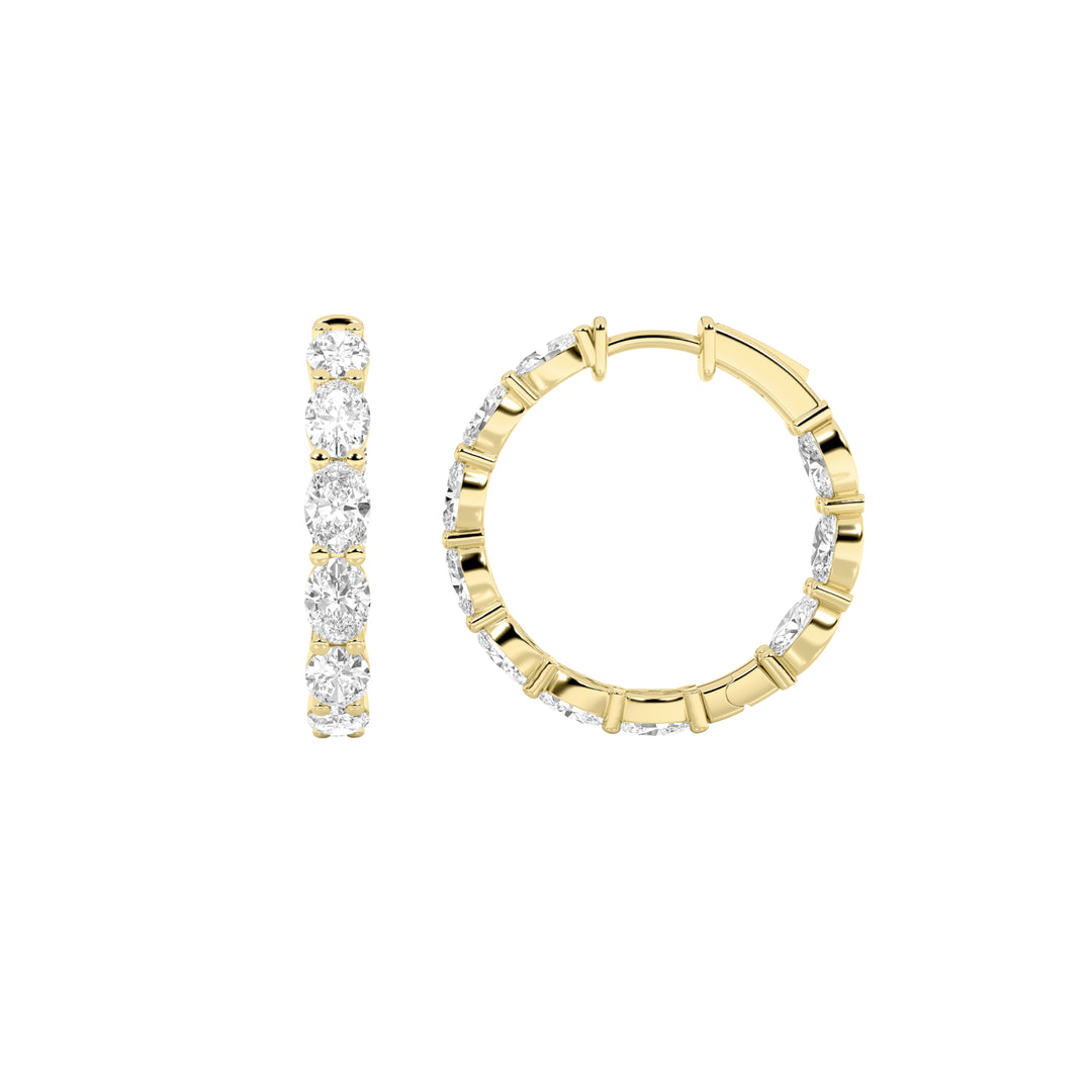 5Cttw Oval Shaped Lab Grown Diamond Inside Out Hoop Earrings in 14K Gold (F/VS)