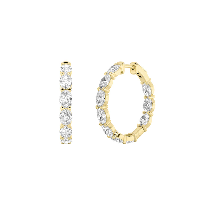 5Cttw Oval Shaped Lab Grown Diamond Inside Out Hoop Earrings in 14K Gold (F/VS)