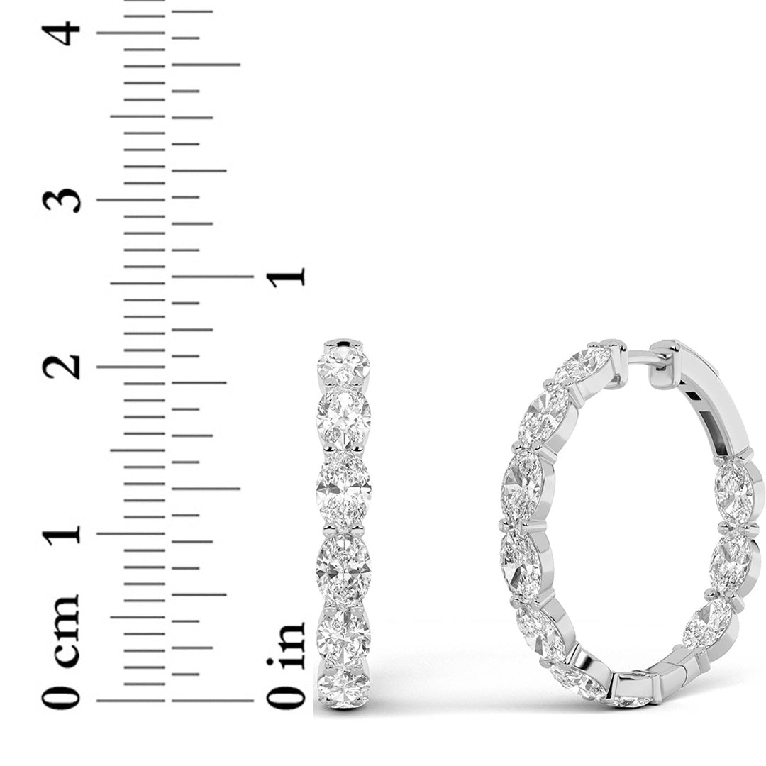7Cttw Oval Shaped Lab Grown Diamond Inside Out Hoop Earrings in 14K Gold (F/VS)