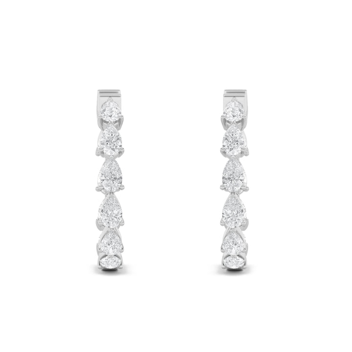 4Cttw Pear Shaped Lab Grown Diamond (F/VS) InsideOut Hoop Earrings in 14K Gold