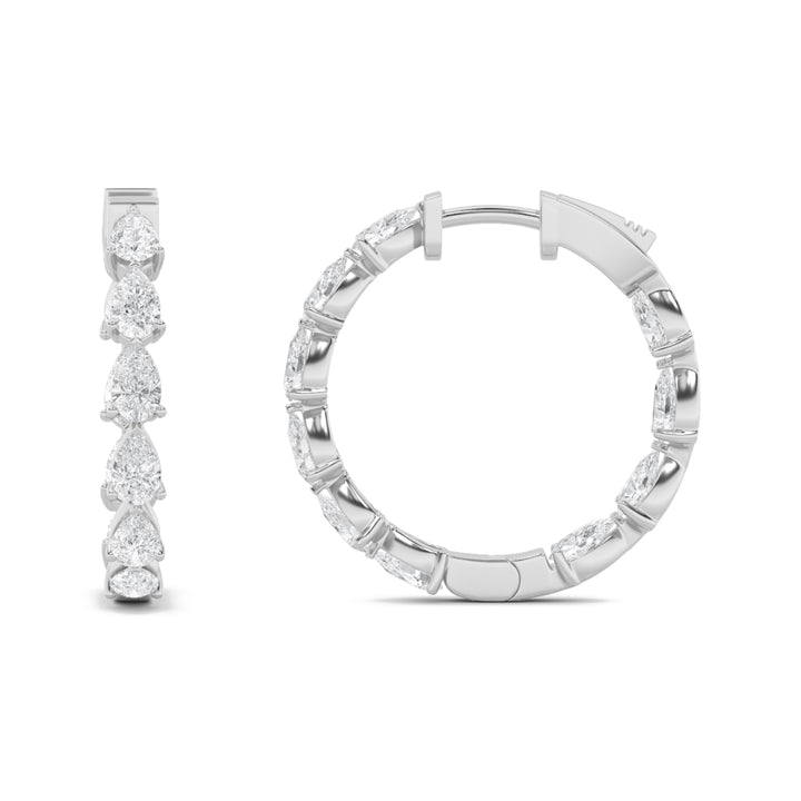 4Cttw Pear Shaped Lab Grown Diamond (G/VS) InsideOut Hoop Earrings in 14K Gold
