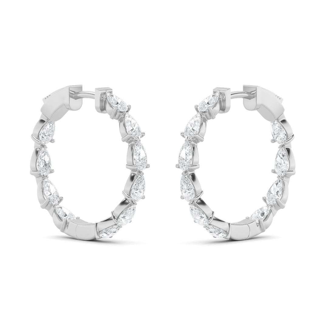 4Cttw Pear Shaped Lab Grown Diamond (G/VS) InsideOut Hoop Earrings in 14K Gold