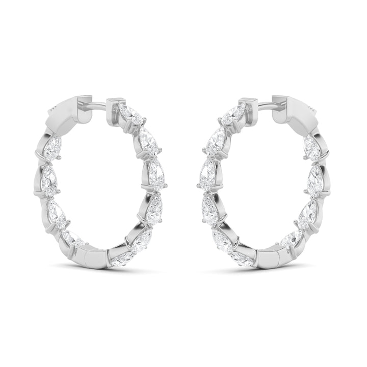 4Cttw Pear Shaped Lab Grown Diamond (G/VS) InsideOut Hoop Earrings in 14K Gold