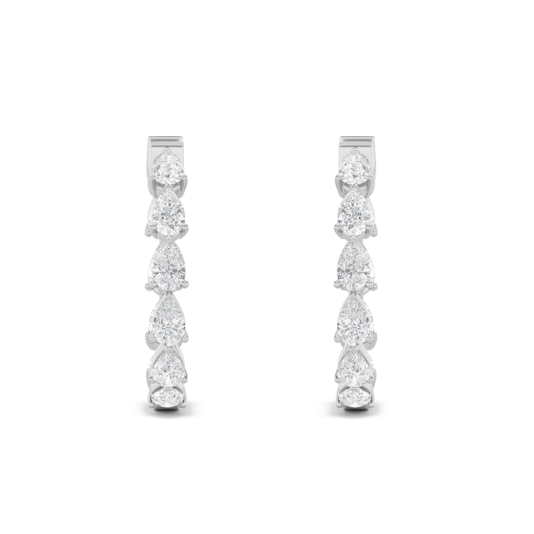 4Cttw Pear Shaped Lab Grown Diamond (G/VS) InsideOut Hoop Earrings in 14K Gold