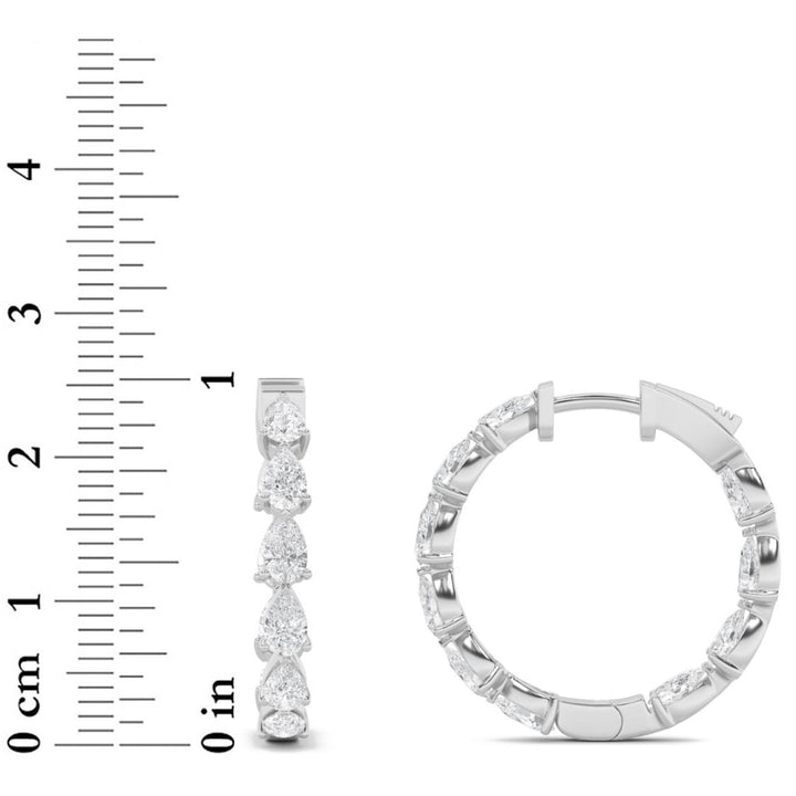 4Cttw Pear Shaped Lab Grown Diamond (G/VS) InsideOut Hoop Earrings in 14K Gold