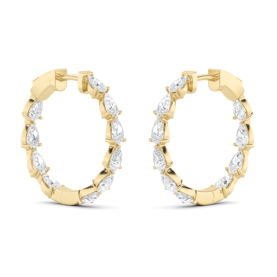 4Cttw Pear Shaped Lab Grown Diamond (F/VS) InsideOut Hoop Earrings in 14K Gold