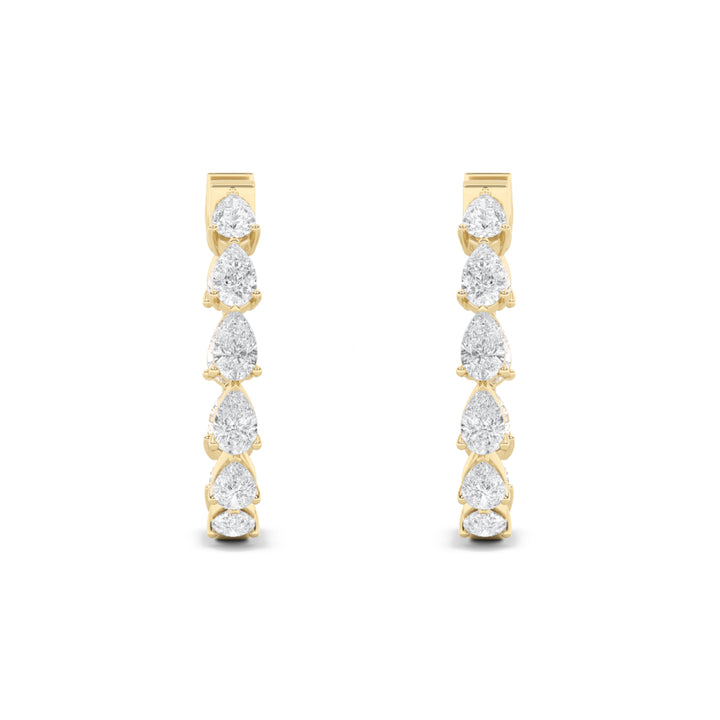 4Cttw Pear Shaped Lab Grown Diamond (F/VS) InsideOut Hoop Earrings in 14K Gold