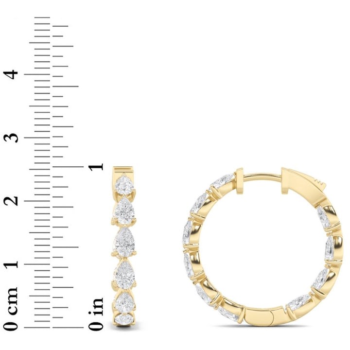 4Cttw Pear Shaped Lab Grown Diamond (F/VS) InsideOut Hoop Earrings in 14K Gold