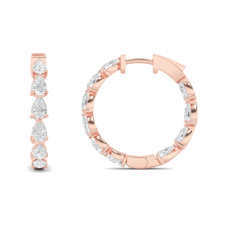 4Cttw Pear Shaped Lab Grown Diamond (F/VS) InsideOut Hoop Earrings in 14K Gold