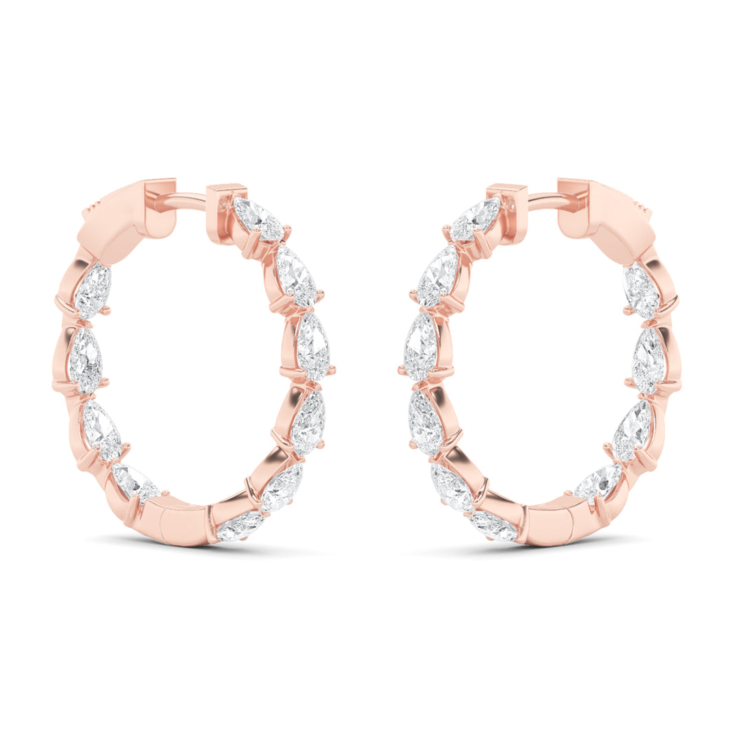 4Cttw Pear Shaped Lab Grown Diamond (F/VS) InsideOut Hoop Earrings in 14K Gold