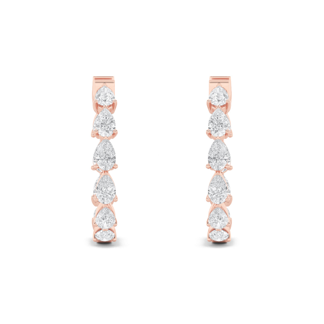 4Cttw Pear Shaped Lab Grown Diamond (F/VS) InsideOut Hoop Earrings in 14K Gold