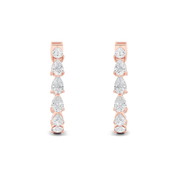 4Cttw Pear Shaped Lab Grown Diamond (F/VS) InsideOut Hoop Earrings in 14K Gold