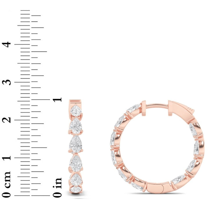 4Cttw Pear Shaped Lab Grown Diamond (F/VS) InsideOut Hoop Earrings in 14K Gold