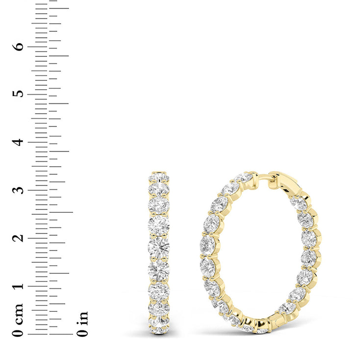 10Cttw Round Shaped Lab Grown Diamond Inside Out Hoop Earrings in 14K Gold (F/VS)