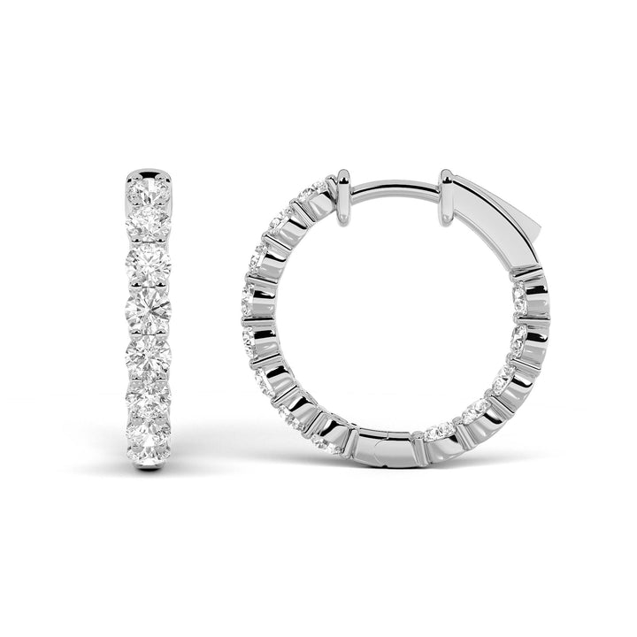 3Cttw Round Shaped Lab Grown Diamond Inside Out Hoop Earrings in 14K Gold (F/VS)