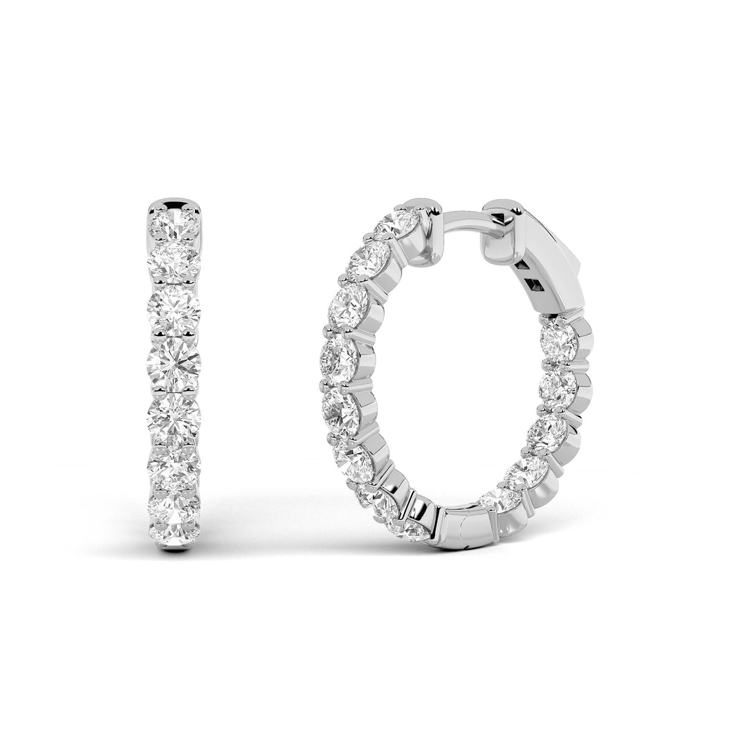 3Cttw Round Shaped Lab Grown Diamond Inside Out Hoop Earrings in 14K Gold (F/VS)