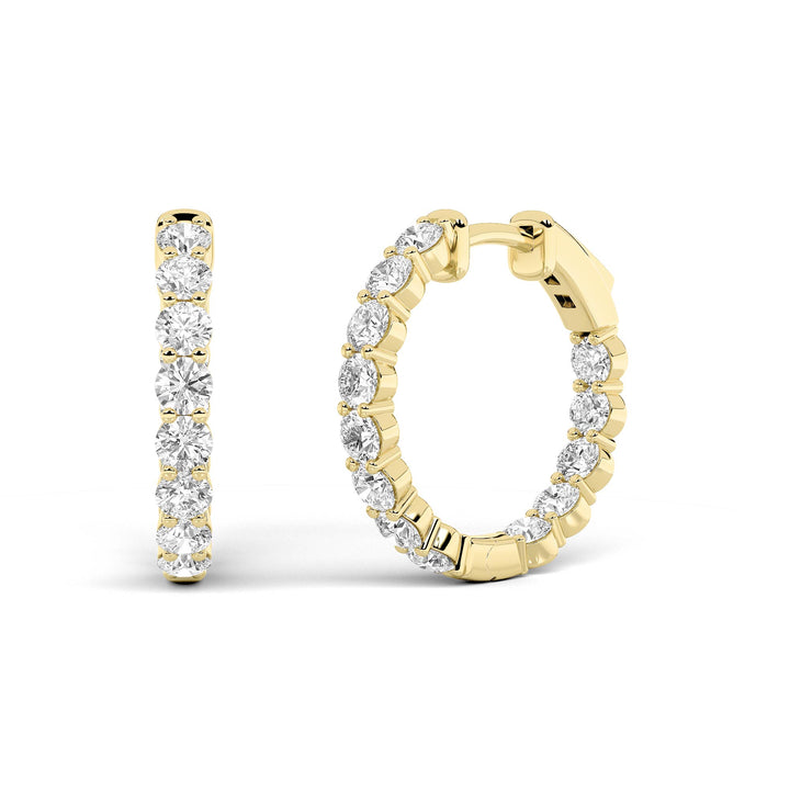 3Cttw Round Shaped Lab Grown Diamond Inside Out Hoop Earrings in 14K Gold (F/VS)