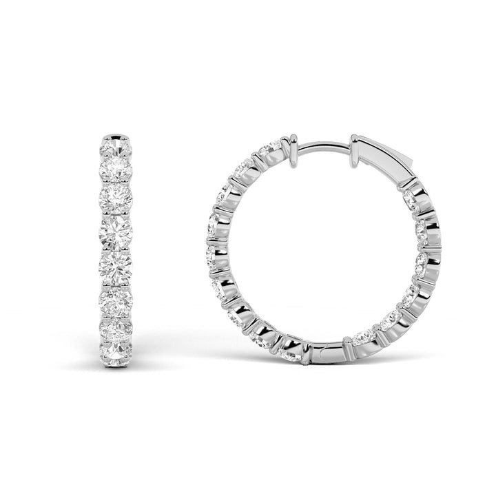 5Cttw Round Shaped Lab Grown Diamond Inside Out Hoop Earrings in 14K Gold (F/VS)