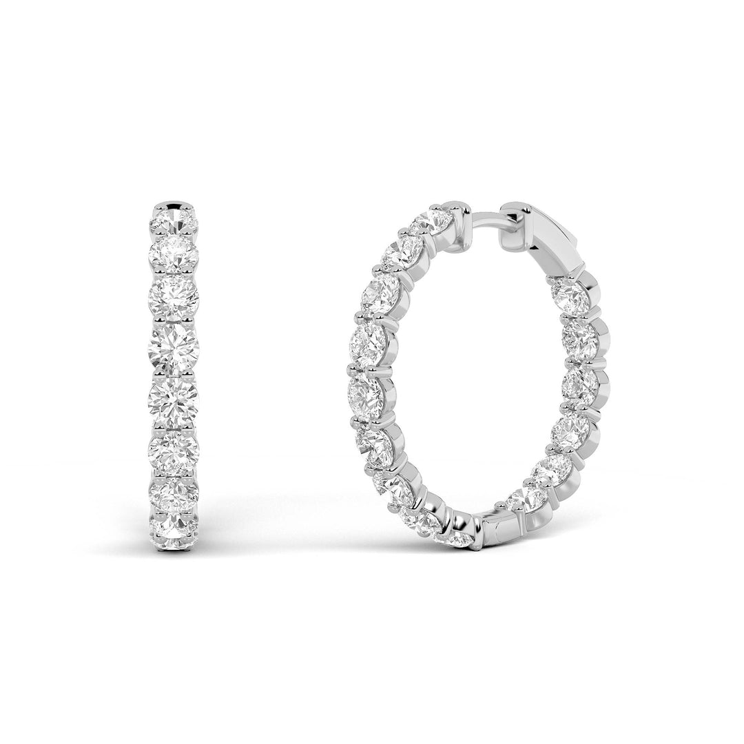 5Cttw Round Shaped Lab Grown Diamond Inside Out Hoop Earrings in 14K Gold (F/VS)