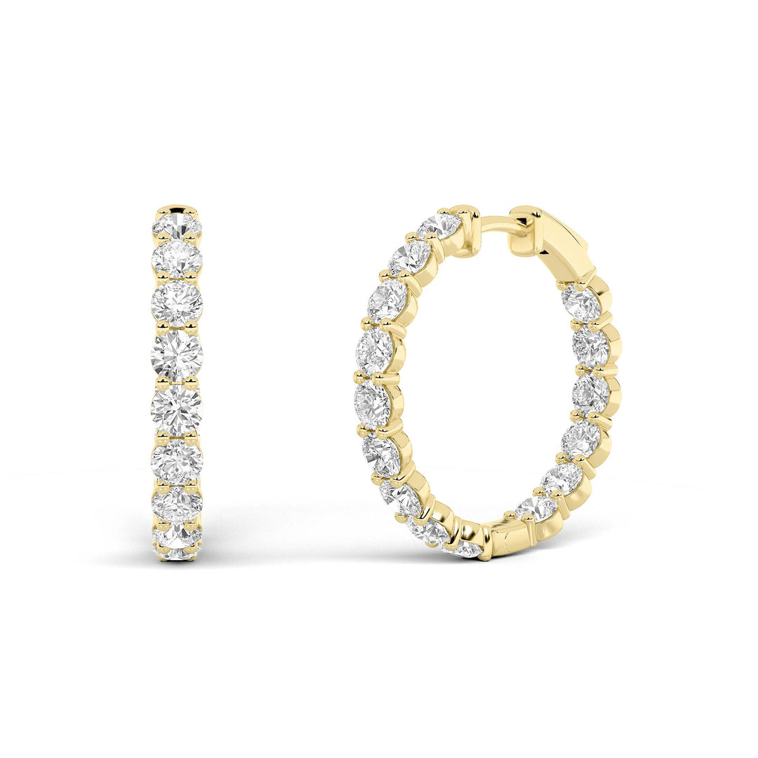 5Cttw Round Shaped Lab Grown Diamond Inside Out Hoop Earrings in 14K Gold (F/VS)