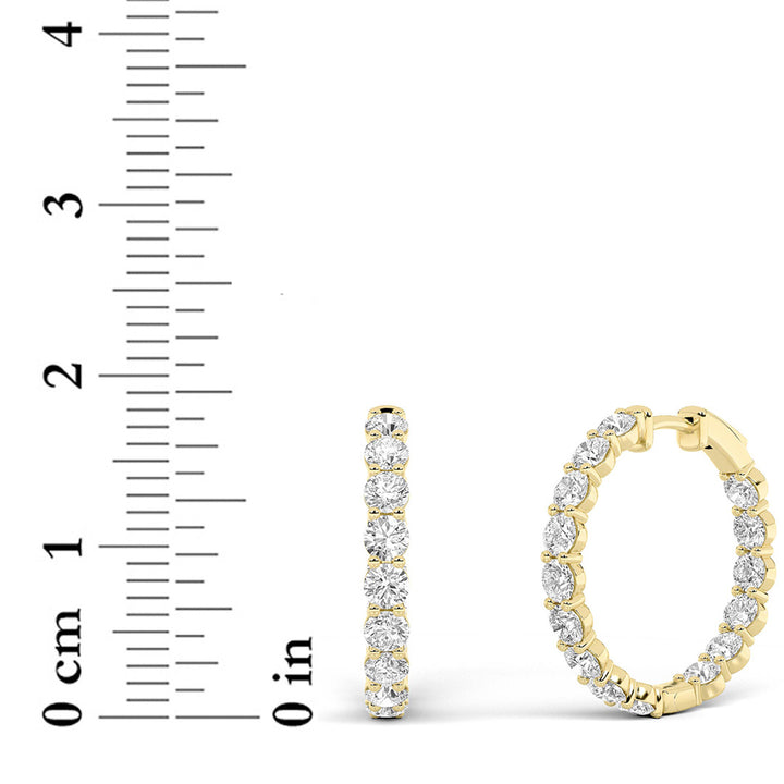 5Cttw Round Shaped Lab Grown Diamond Inside Out Hoop Earrings in 14K Gold (F/VS)