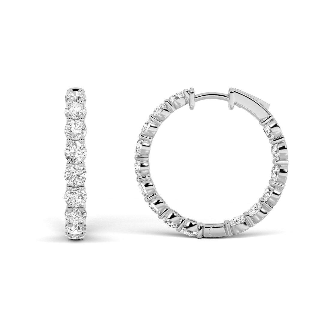 6Cttw Round Shaped Lab Grown Diamond Inside Out Hoop Earrings in 14K Gold (F/VS)
