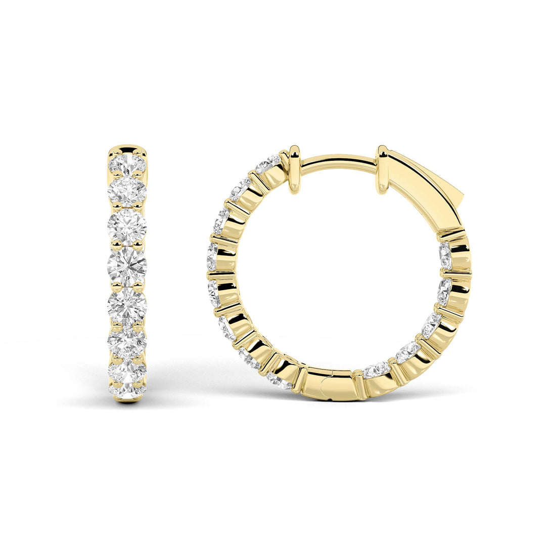 8Cttw Round Shaped Lab Grown Diamond Inside Out Hoop Earrings in 14K Gold (F/VS)