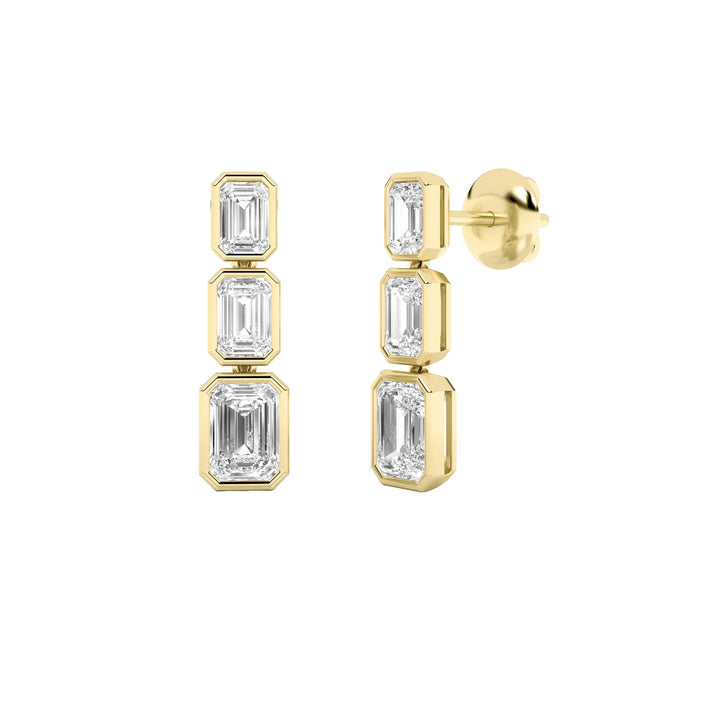 5Cttw Emerald Shaped Lab Grown Diamond Earrings in 14K Gold