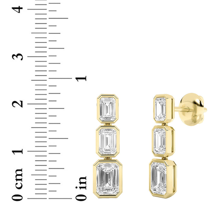 5Cttw Emerald Shaped Lab Grown Diamond Earrings in 14K Gold