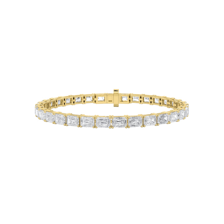 7Cttw Emerald Shaped Lab Grown Diamond East & West Bracelet in 14K Gold (F/VS)