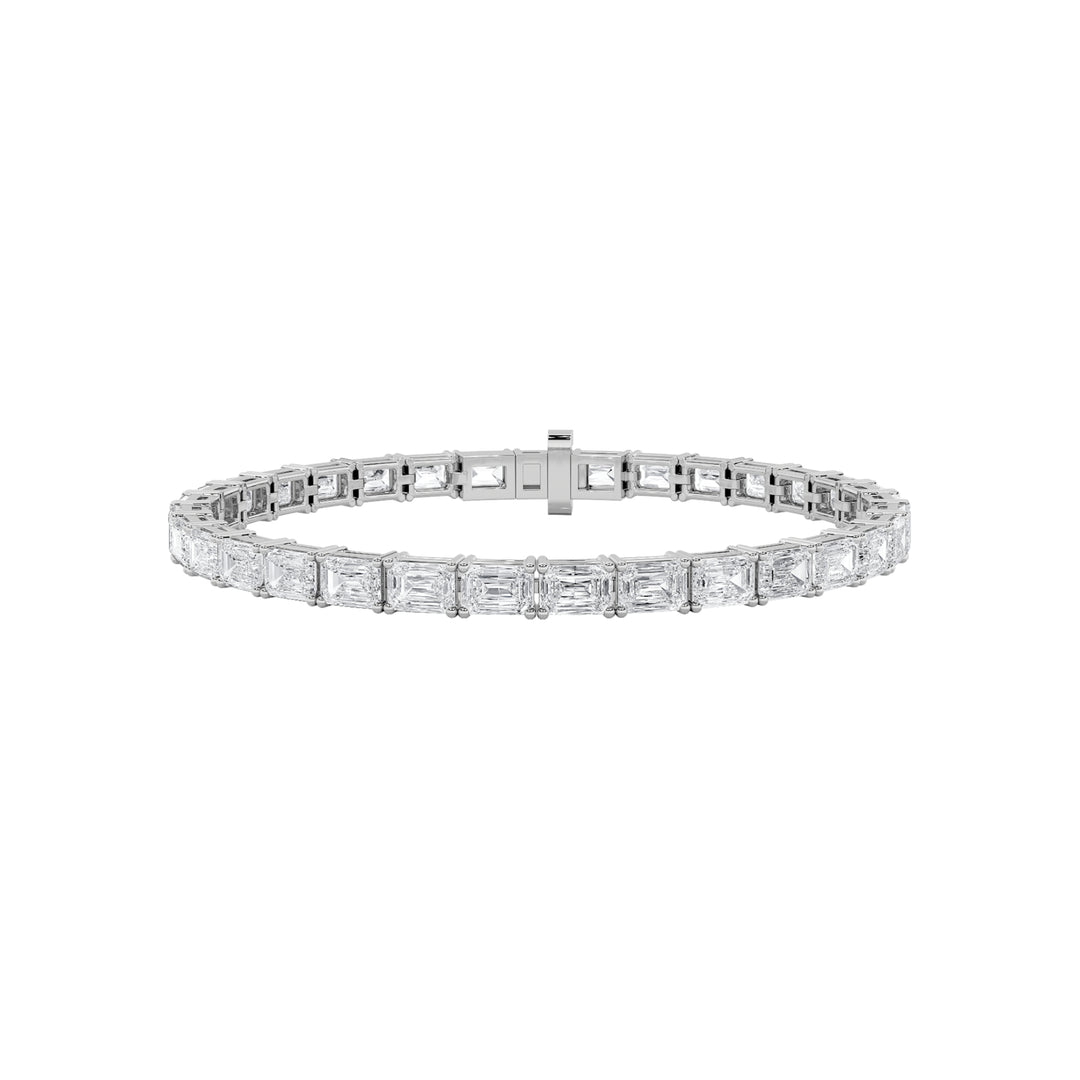 9.75Cttw Emerald Shaped Lab Grown Diamond East & West Bracelet in 14K Gold (F/VS)