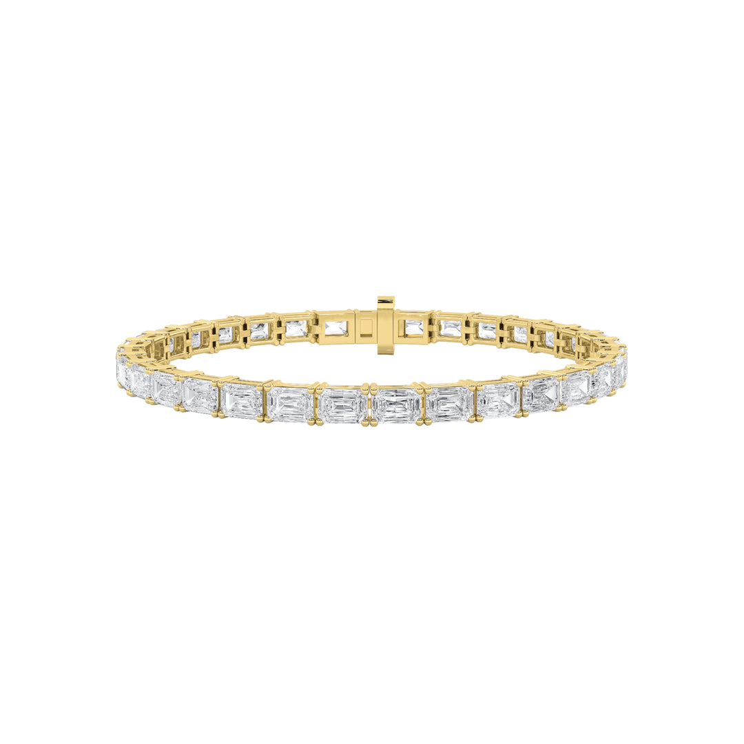 9.75Cttw Emerald Shaped Lab Grown Diamond East & West Bracelet in 14K Gold (F/VS)