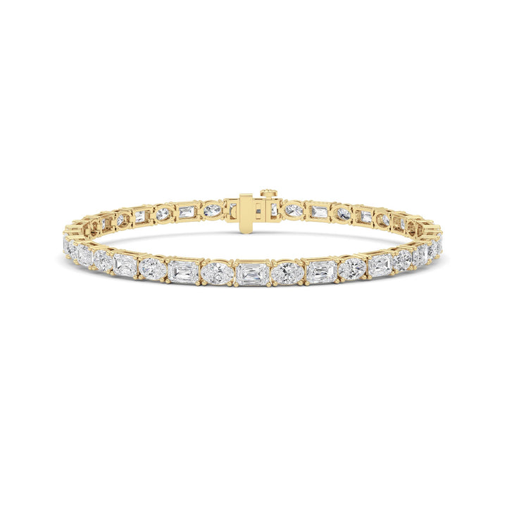 10Cttw Emerald And Round Lab Grown Diamond (F/VS ) Bracelet in 14K Gold