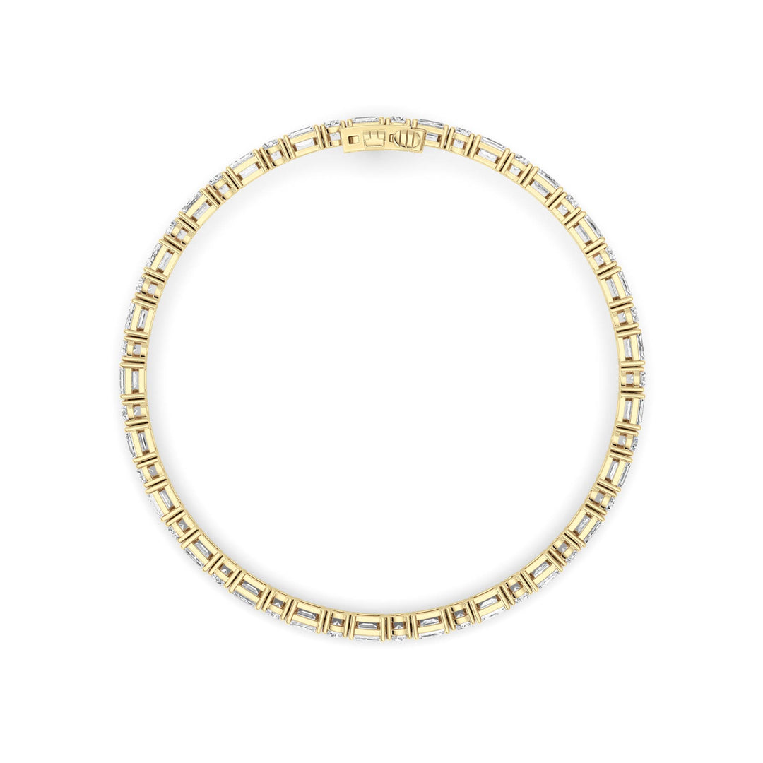 7Cttw Emerald And Round Lab Grown Diamond (F/VS )Bracelet in 14K Gold