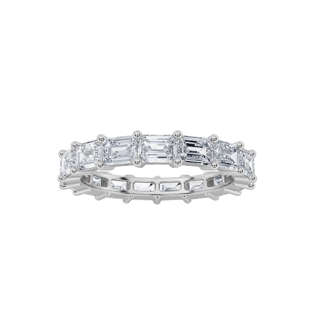 14KW 3ct Lab Diamond Emerald Anniversary Band Ring