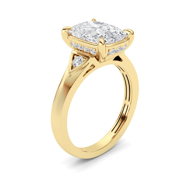 3.25Cttw ELongated Cushion Lab Grown Diamond (F/VS )Ring in 14K Gold