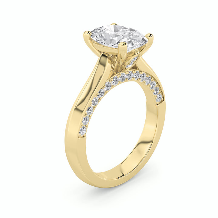 3Cttw Oval Shaped Lab Grown Diamond (G/VS) Accented Solitaire Engagement Ring in 14K Gold