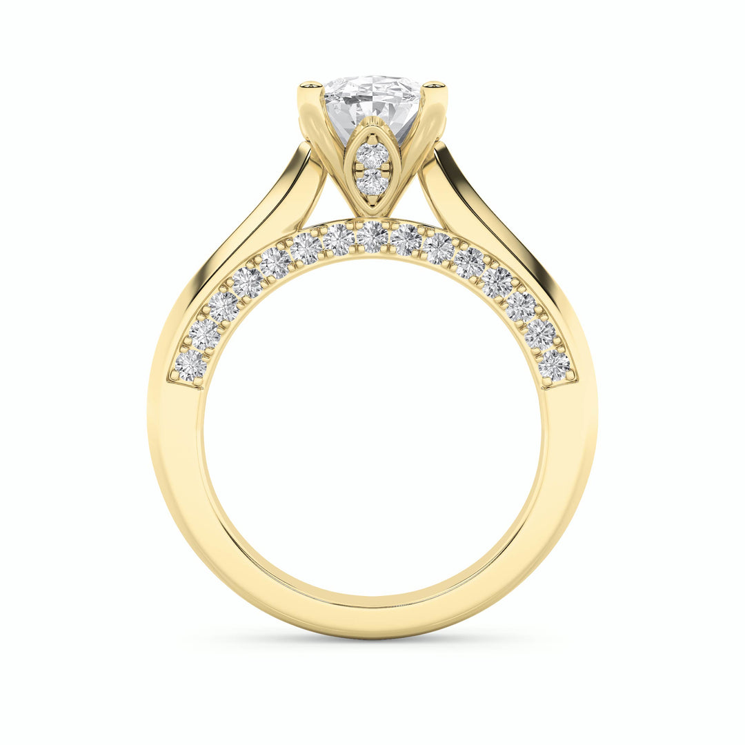 3Cttw Oval Shaped Lab Grown Diamond (G/VS) Accented Solitaire Engagement Ring in 14K Gold