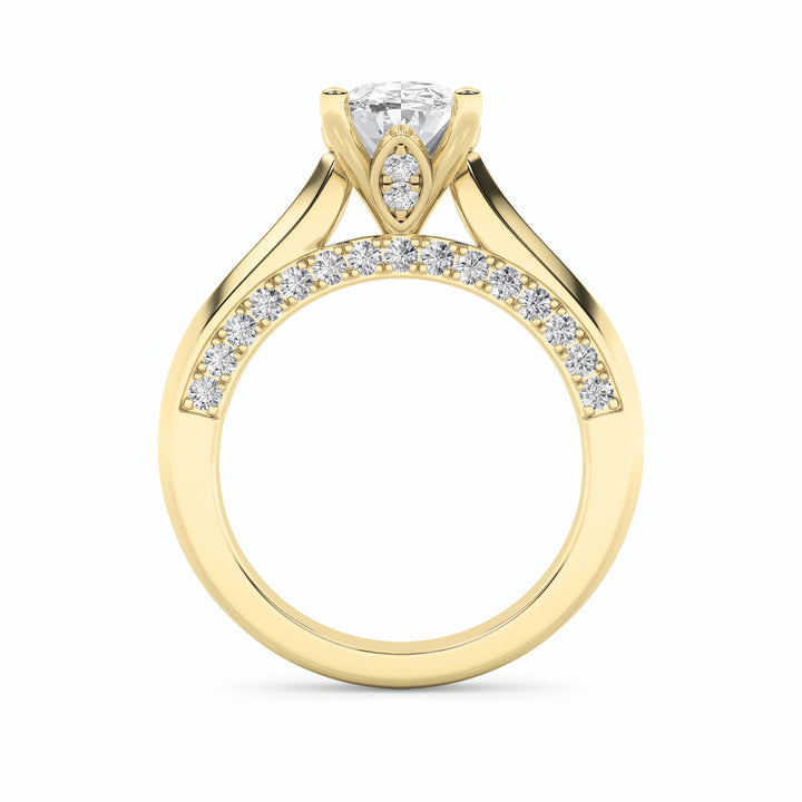 3Cttw Oval Shaped Lab Grown Diamond (G/VS) Accented Solitaire Engagement Ring in 14K Gold