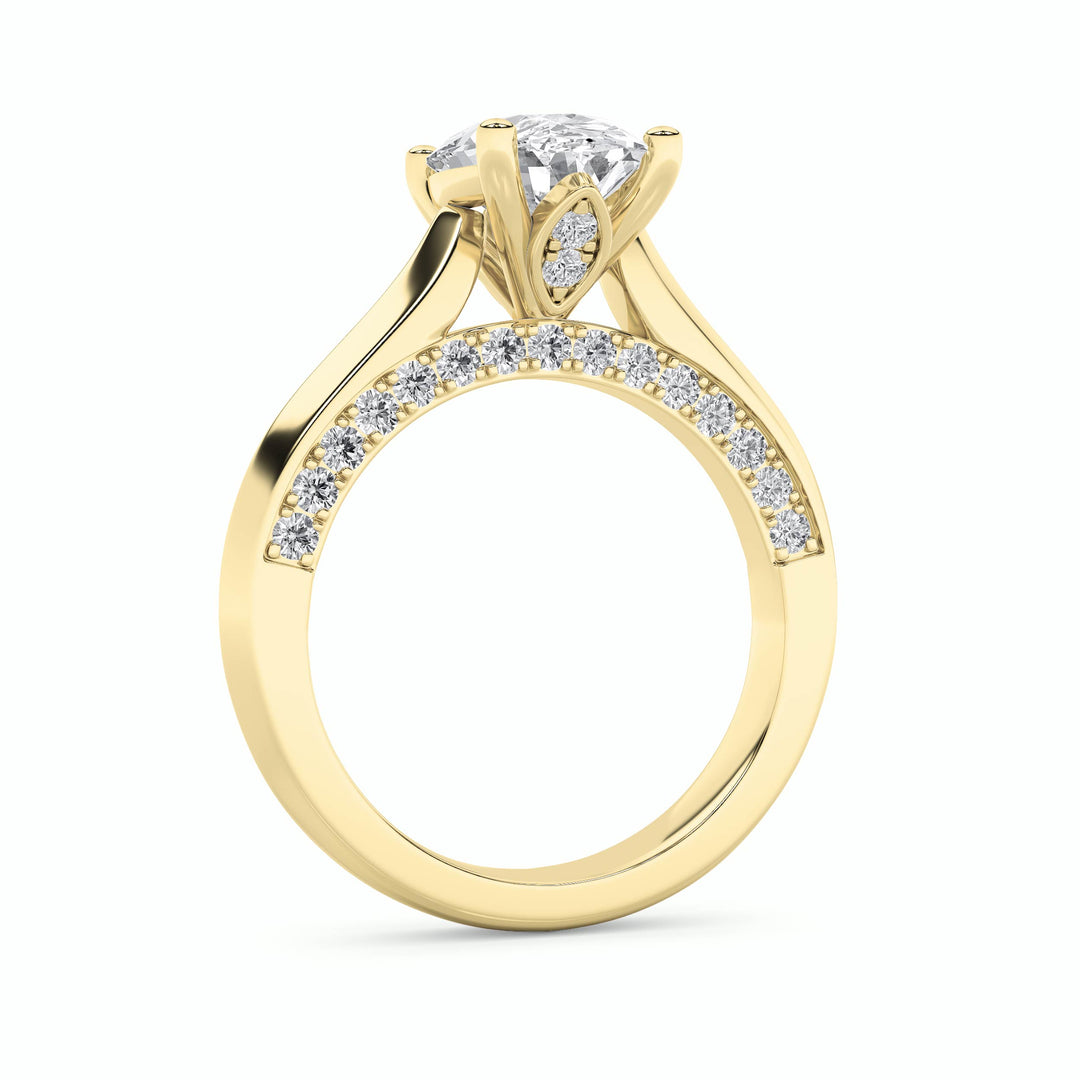 3Cttw Oval Shaped Lab Grown Diamond (G/VS) Accented Solitaire Engagement Ring in 14K Gold
