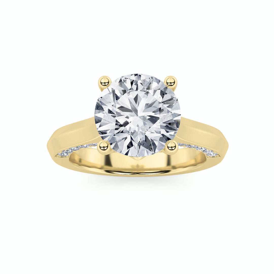 3Cttw Round Shaped Lab Grown Diamond (G/VS) Accented Solitaire Engagement Ring in 14K Gold