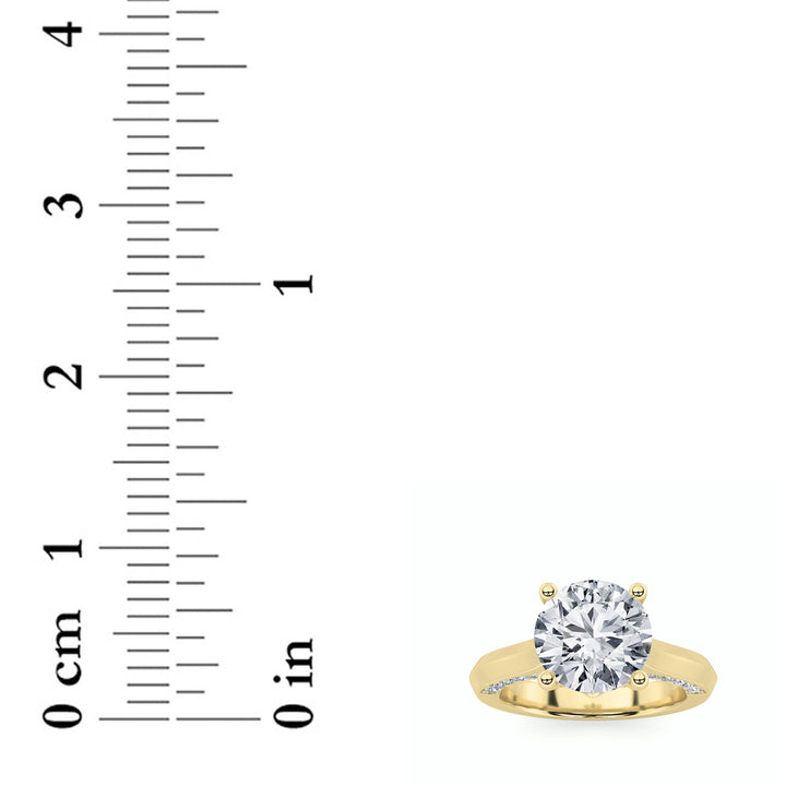 3Cttw Round Shaped Lab Grown Diamond (G/VS) Accented Solitaire Engagement Ring in 14K Gold
