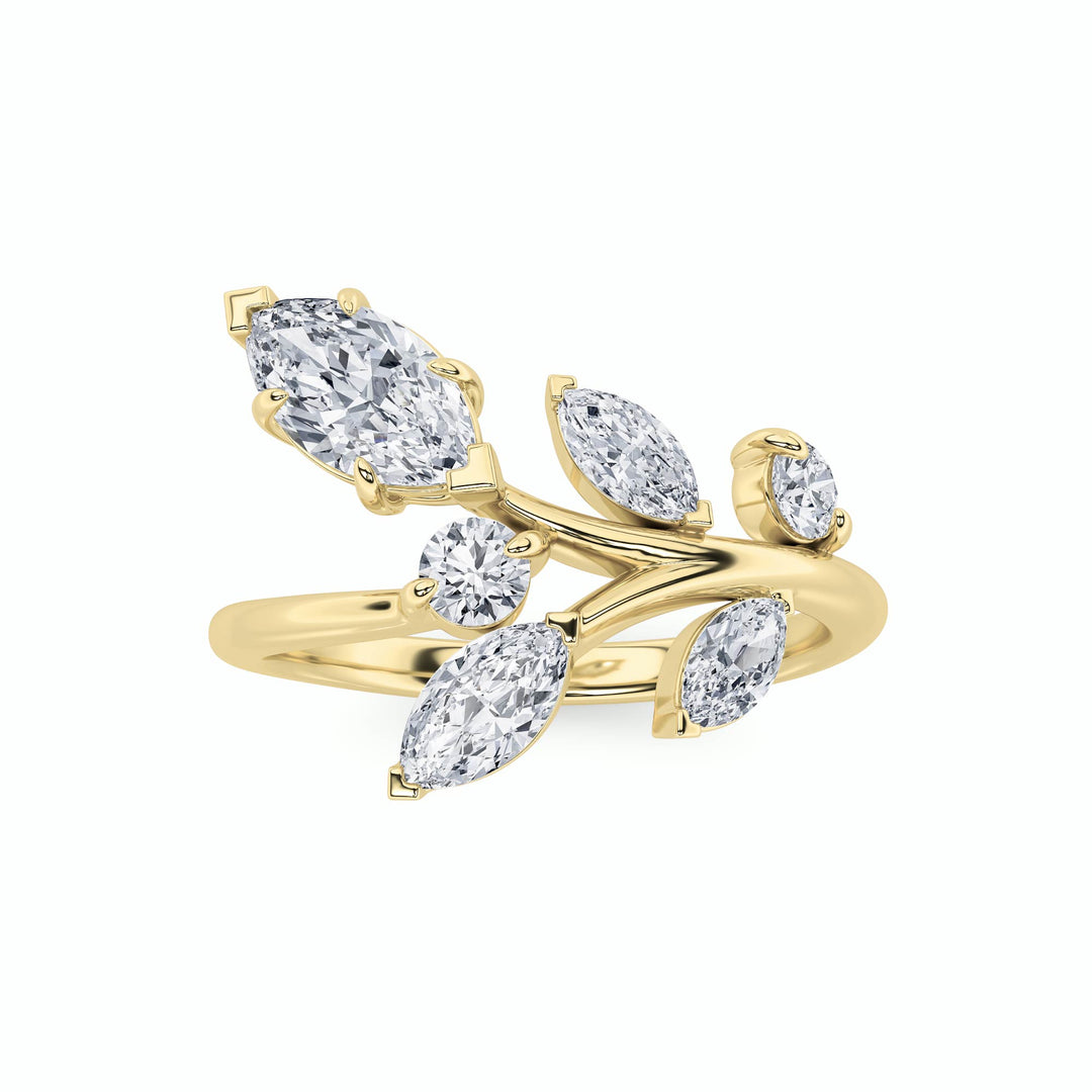 14KY 1.5ct Lab Diamond Marquise Cluster Ring