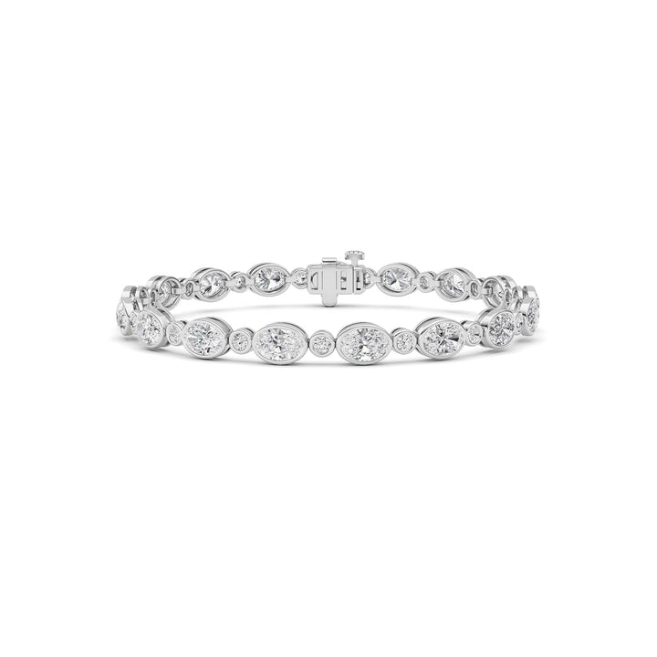 8Cttw Oval And Round Lab Grown Diamond (F/VS ) Bezel Set Bracelet in 14K Gold