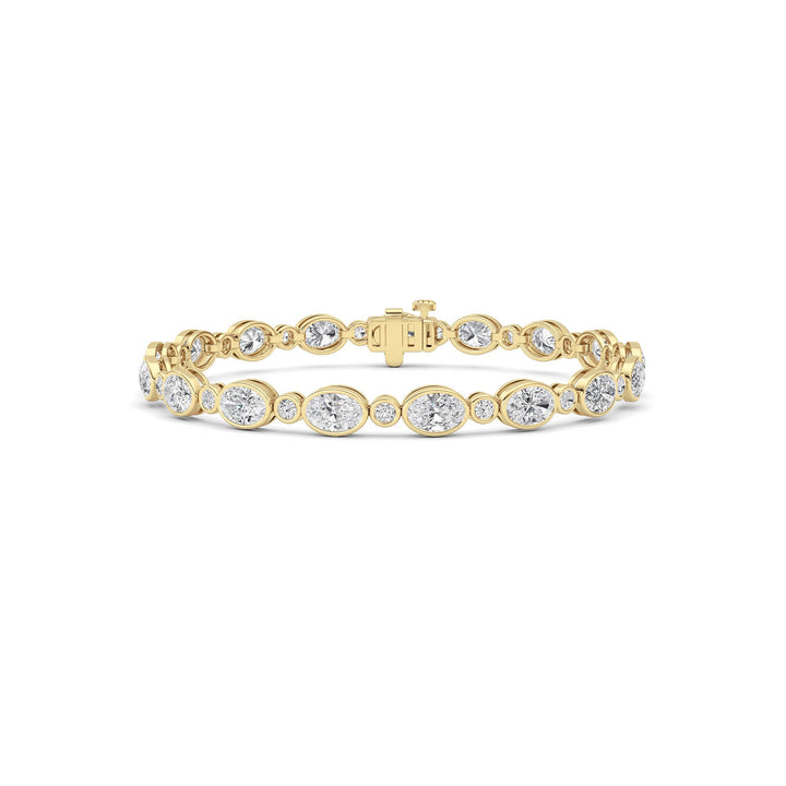 8Cttw Oval And Round Lab Grown Diamond (F/VS ) Bezel Set Bracelet in 14K Gold
